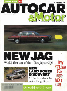 AUTOCAR & MOTOR 1989 SEPT 13 - NEW JAG XJ6, LAND ROVER DISCOVERY, PORSCHE 911
